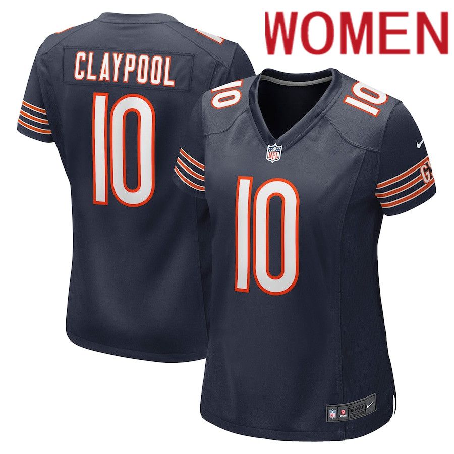 Women Chicago Bears 10 Chase Claypool Nike Navy Game Player NFL Jersey